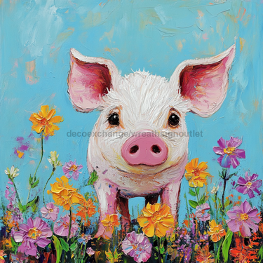 Spring Pig Sign, DCO-13371, Sign For Wreath, 10x10